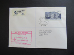RSA / Süd - Afrika 1983 Einschreiben R-Zettel Parlement Parliament K.Stad / C.T. Stempel Post Office Parliament - Cartas & Documentos