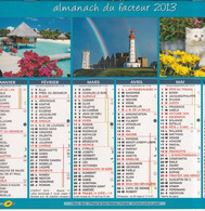 Almanach Du Facteur, Calendrier De La Poste, 2013, Côte D'Or, Vues Variées: Chatons, Chiots, Phare, Bord De Mer, Montagn - Grand Format : 2001-...