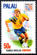 PALAU - 1v - MNH - Tomas Brolin Sweden  Football - Fußball - Futbol Futebol - World Cup USA 94 Voetbal Soccer Calcio - 1994 – Verenigde Staten