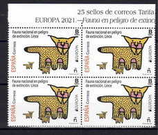 ESPAÑA 2021  ** MNH ED. 5484 EUROPA. FAUNA NACIONAL EN PELIGRO DE EXTINCION. LINCE BL.4 - Unused Stamps