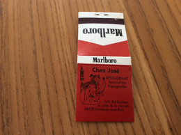 Pochette D'allumettes P. Vendôme "CHEZ JOSÉ Restaurant - Fontenay-sous-Bois (94) / Marlboro" Taureau Toréador Cigarettes - Boites D'allumettes