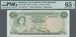 Bahamas: The Bahamas Government 5 Dollars L.1965, P.20a, PMG Graded 65 EPQ. Excellent Condition! - Bahamas