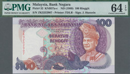 Malaysia: Bank Negara Malaysia 100 Ringgit ND(1989), Replacement Series With Prefix "ZK", P.32, PMG - Malaysia