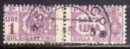 ITALIA REGNO ITALY KINGDOM 1946 LUOGOTENENZA PACCHI POSTALI PARCEL POST SENZA FASCIO LIRE 1 LIRA USATO USED OBLITERE' - Colis-postaux