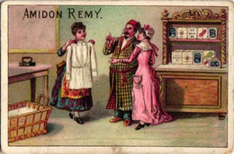4 Card Calendrier 1890   AMIDON REMY De LOUVAIN   Marque De Fabrique Tête De Lion   Repasser Litho - Collections, Lots & Séries