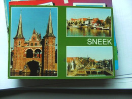 Nederland Holland Pays Bas Sneek Stad Met Waterpoort En Bruggen - Sneek