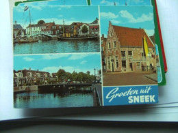 Nederland Holland Pays Bas Sneek Stad Met Vlaggen Bij Huis Met Trapgevel - Sneek