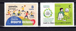 ESPAÑA 2021  ** MNH ED. 5485/5486 VALORES CIVICOS. DEPORTE INCLUSIVO Y POBREZA INFANTIL - Nuevos