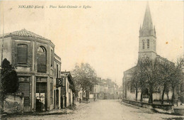 Nogaro * La Place St Ostende Et église Du Village * Commerce Magasin - Nogaro