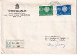 ISLANDE 1960 LETTRE RECOMMANDEE DE REYKJAVIK AVEC CACHET ARRIVEE UNION - Covers & Documents