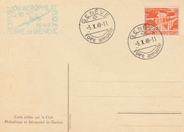 Suisse 1949 - Oblitération Foire Annuelle De Genève Et Cachet Salon Aérophilatélique - Andere & Zonder Classificatie