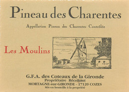 Publicité - Alcool - Pineau Des Charentes - Les Moulins - Mortagne Sur Gironde - Cozes - Reclame