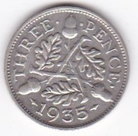 Grande Bretagne. 3 Pence 1935 . George V, En Argent , KM# 831 - F. 3 Pence