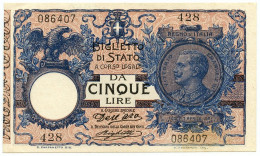 5 LIRE BIGLIETTO DI STATO VITTORIO EMANUELE III FLOREALE 08/11/1904 SUP- - Sonstige