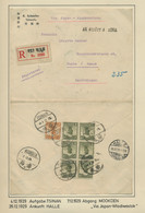 China: 1923, Dschunke 1 Cent Orange Und 4 Cent Oliv (6 Stück) Entwertet "Tsinan 4.12.29" Als Mischfr - Cartas & Documentos