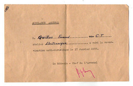 VP18.115 - MILITARIA - Ambulance Arsenal - Document Concernant Le Matelot GUILLOU - Documenten
