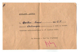 VP18.115 - MILITARIA - Ambulance Arsenal - Document Concernant Le Matelot GUILLOU - Documentos