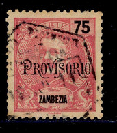 ! ! Zambezia - 1902 D. Carlos W/OVP "Provisorio" 75 R - Af. 45 - Used - Zambèze