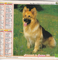 Almanach Du Facteur, Calendrier De La Poste, 1991, Côte D'Or, Berger Allemand, JeunesBeagles. - Grand Format : 2001-...