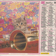 Almanach Du Facteur, Calendrier De La Poste, 1990, Côte D'Or, Chats Musiciens. - Grand Format : 2001-...