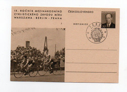 CYCLISME   COURSE DE LA PAIX 1956   ENTIER POSTAL AVEC CACHET  PHILATELIQUE TABOR - Cyclisme