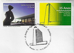 Brazil 2012 Cover With Personalized Stamp + Cancel Postmark 35 Years Of The Philatelic Agency Of Brasília - Sellos Personalizados