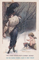 CPA  Femme Lady Glamour Manchon Ange Angelot Angel "Mains Froides, Coeur Chaud" Illustrateur F. SPURGIN 2 Scan - Spurgin, Fred