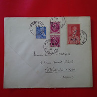 LETTRE PARIS POUR VILLEFRANCHE DE ROUERGUE TIMBRE SURCHARGE - Covers & Documents