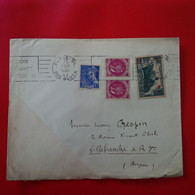 LETTRE PARIS POUR VILLEFRANCHE DE ROUERGUE TIMBRE SURCHARGE 1943 - Covers & Documents