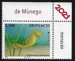 MONACO  -EUROPA 2021 - "FAUNA NACIONAL EN PELIGRO DE EXTINCIÓN - ENDANGERED NATIONAL WILDLIFE"- SERIE - CH - DER - 2021