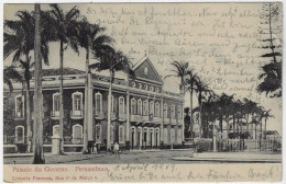 Brazil Pernambuco 1909 Postcard Government Palace In Recife Editor Livraria Francesa Sent To Leksand Sweden Stamp - Recife
