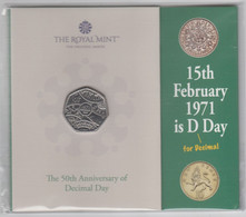 UK 50p Coin Decimal Day - Brilliant Uncirculated BU In Royal Mint Pres/Pack - 50 Pence