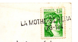 LA MOTHE SAINT HERAY--79--Jolie Griffe Linéaire Sur Type Sabine..cpm Gisant Richard Coeur De Lion à Fontevraud-49 - Manual Postmarks