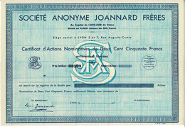 Titre Ancien -  Société Anonyme Joannard Frères - Titre De 1935 - Blanco- - Tessili