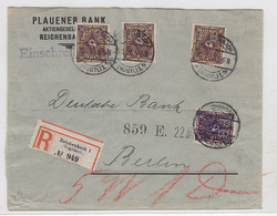 Deutsches Reich R-Brief Der Plauener Bank Mit MIF Und Firmenlochung AKs - Brieven En Documenten
