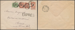 EP Au Type Env. 10ctm Orange Fine Barbe En Expres + N°56 Et 57 X2 De Brecht (1895) > Anvers - Briefe