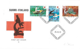 Finlande Suomi N° 671-672 - Enveloppe 1er Jour Don Du Sang Transfusion Etude Helsinki 25 10 72 - First Day Första Dagen - Covers & Documents