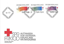 Finlande Suomi N° 763/765 - Enveloppe 1er Jour Don Du Sang Centenaire Croix Rouge - Cad Helsinki 19 1 77 - Année 1977 - Briefe U. Dokumente