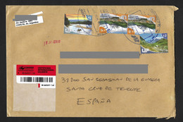 Argentina Registered Cover With Recent Mine , Glacier & Landscapes Sent To Spain - Briefe U. Dokumente