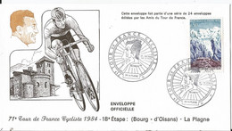 Enveloppe Tour De France Cycliste 1984 - Bourg D'oisans - La Plagne Cyclisme Philatélie Isère Savoie - Ciclismo