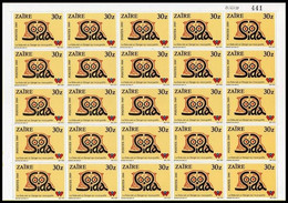 1335/1337** - Feuilles De 50 / Velen Van 50 - Lutte Contre Le SIDA / Strijd Tegen AIDS /  / Kampf Gegen AIDS - ZAÏRE - Unused Stamps