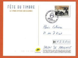 FRANCE ENTIERS POSTAUX CARTE POSTALE FETE DU TIMBRE THEME VOITURE CITROEN - Autos