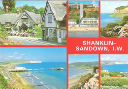 SCENES FROM SHANKLIN AND SANDOWN, THE ISLE OF WIGHT, ENGLAND. USED POSTCARD Qw7 - Sandown