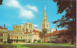 THE CATHEDRAL AND BISHOP'S PALACE, CHICHESTER, SUSSEX, ENGLAND. UNUSED POSTCARD Qw8 - Chichester