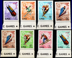 Ajman 1968 Olympic Games Grenoble 8 Values MNH 2105.1801 Bosleigh, Ice Hockey, Ice Dance, Skiing - Winter 1968: Grenoble