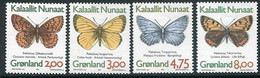 GREENLAND 1997 Butterflies Fluorescent Paper  MNH / **.  Michel 301y-304y - Unused Stamps