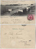 Brazil Pernambuco 1903 Postcard Photo Bridge In Recife Sent To Nimes France With Republic Dawn 100 Réis Stamp - Recife