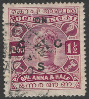 Cochin(India). 1919-33 Raja Rama Varma II. Official. 1½a Used. SG O15 - Cochin