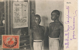 Port Au Prince 2 Black Boys Topless In Front Of Pharmacie Centrale  . P. Used 1907  To Robert De La Myre Mory Mort à - Haïti