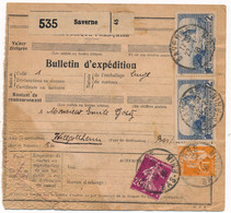 BULLETIN D'EXPEDITION SAVERNE BAS RHIN WILLGOTTHEIM - Cartas & Documentos